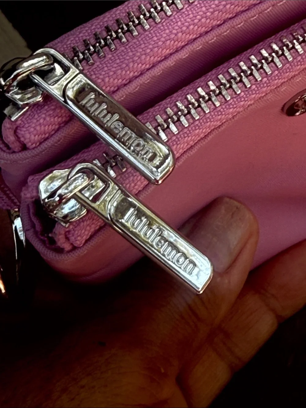 lululemon pastel pink keyring pouch